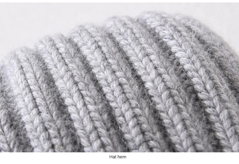 Winter Silk Satin Lined Beanie Hats Women Men Unisex Thick Chunky Cap Striped Warm Soft High Quality Cashmere Knitted Beanie Hat