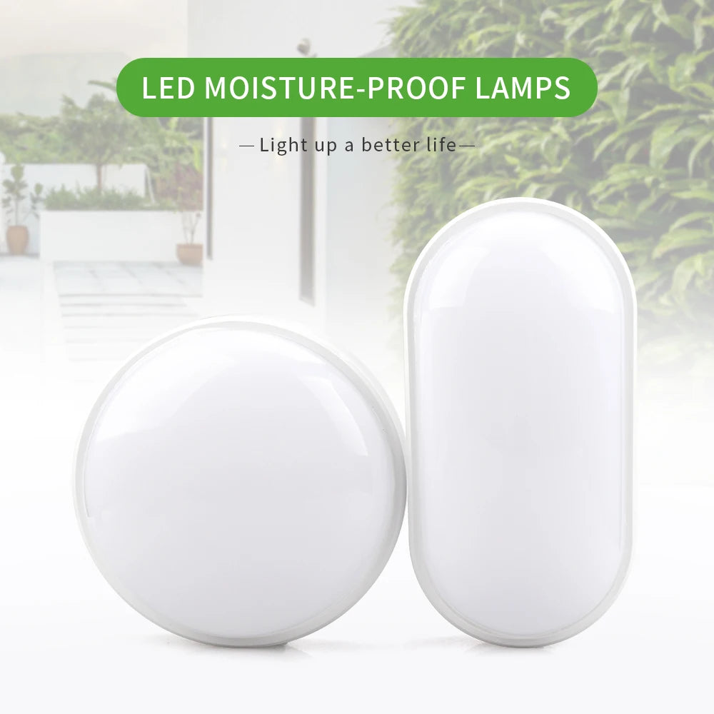 Wall Lamp Moisture-Proof LED Bulkhead Lighting 85V-265V 16W 20W Waterproof Oval/Circular Shape Wall Light For Balcony Bathroom