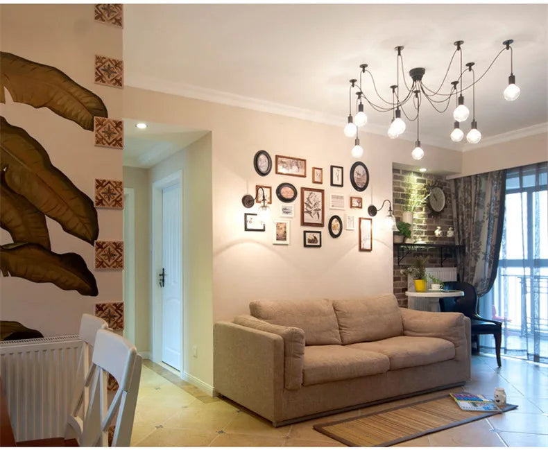 DIY Spider Chandelier Industrial Pendant Lights E27 Modern Ceiling Hanging Lamp Dinning Living Room Courtyard Lighting Fixture