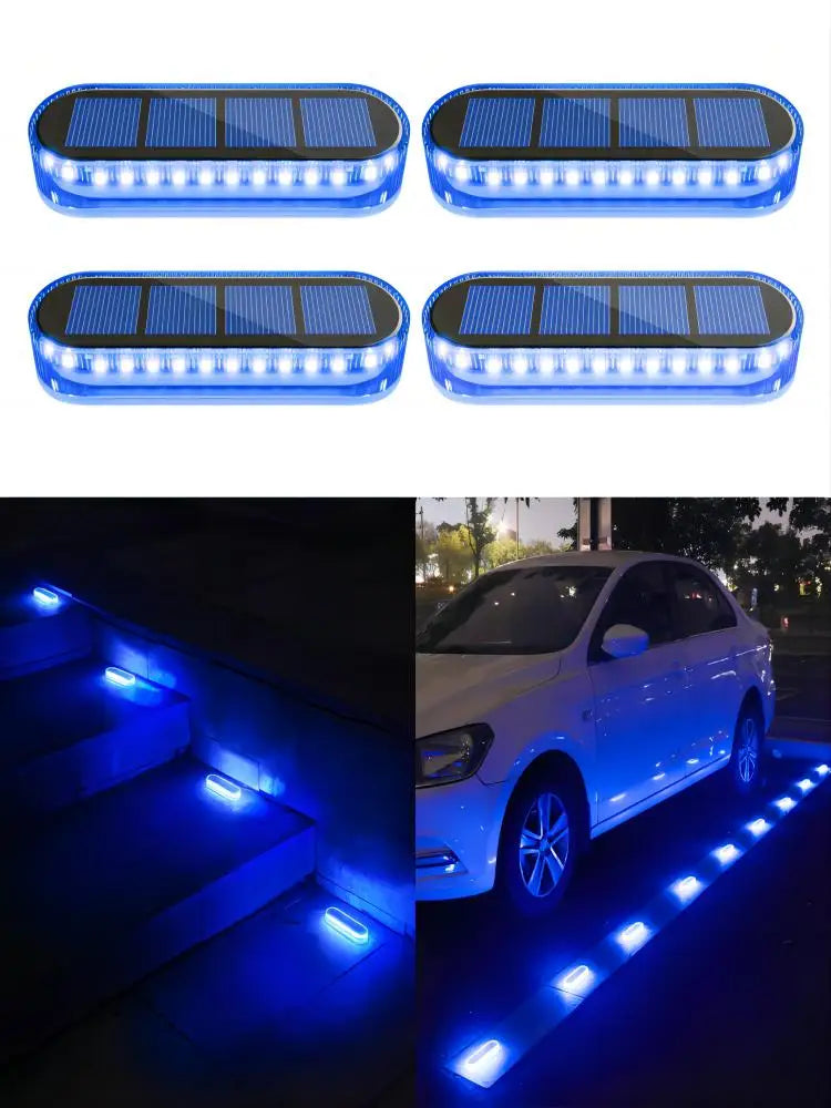 4 Pack Solar Ground Step Lights Waterproof IP68 Auto On/OFF Led Solar Light for Railing Stairs Yard Patio Pathway Driveway Lamp