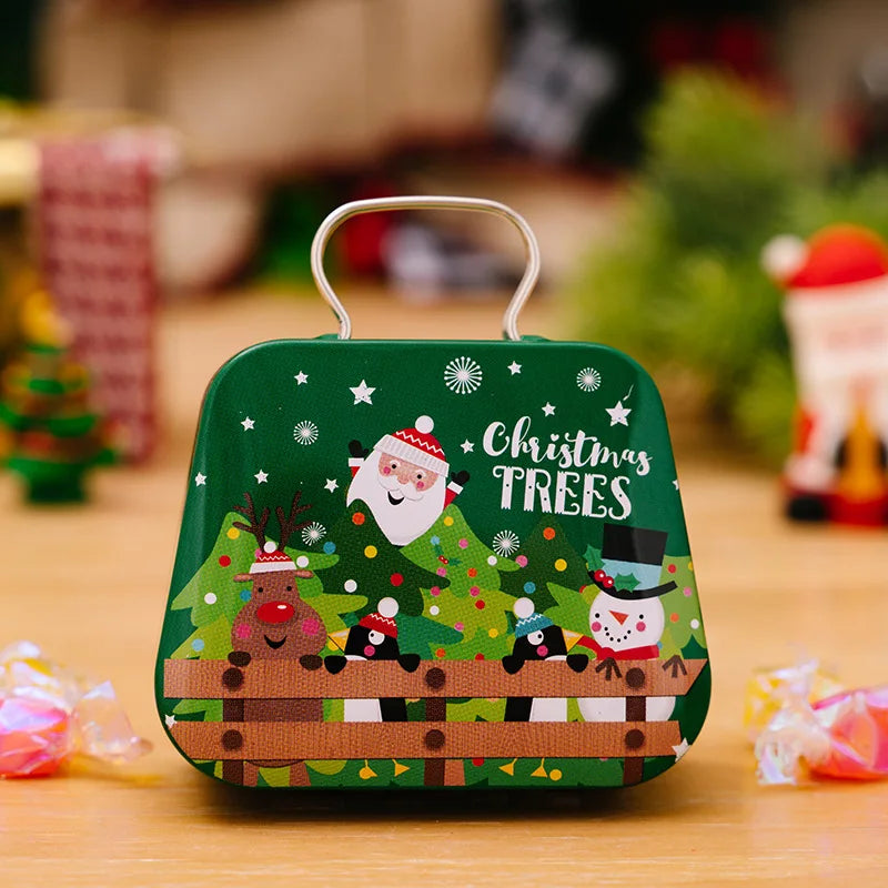 Christmas Decoration 2024 Metal Box Handbag Shape Tin Jar Jewelry Storage Case Kids Gift Can Storage Boxes Xms Party Decors