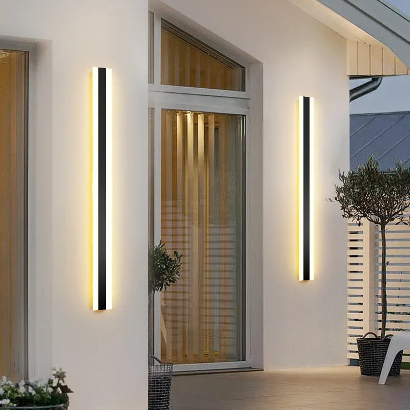Modern Waterproof outdoor Long Strip LED wall lamp IP65 Wall Light Garden porch touch switch Light 110V 220V Sconce Luminaire