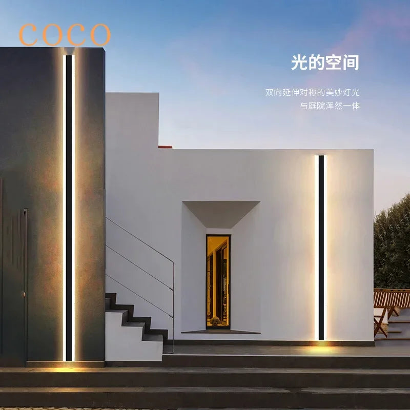 Modern Waterproof outdoor Long Strip LED wall lamp IP65 Wall Light Garden porch touch switch Light 110V 220V Sconce Luminaire