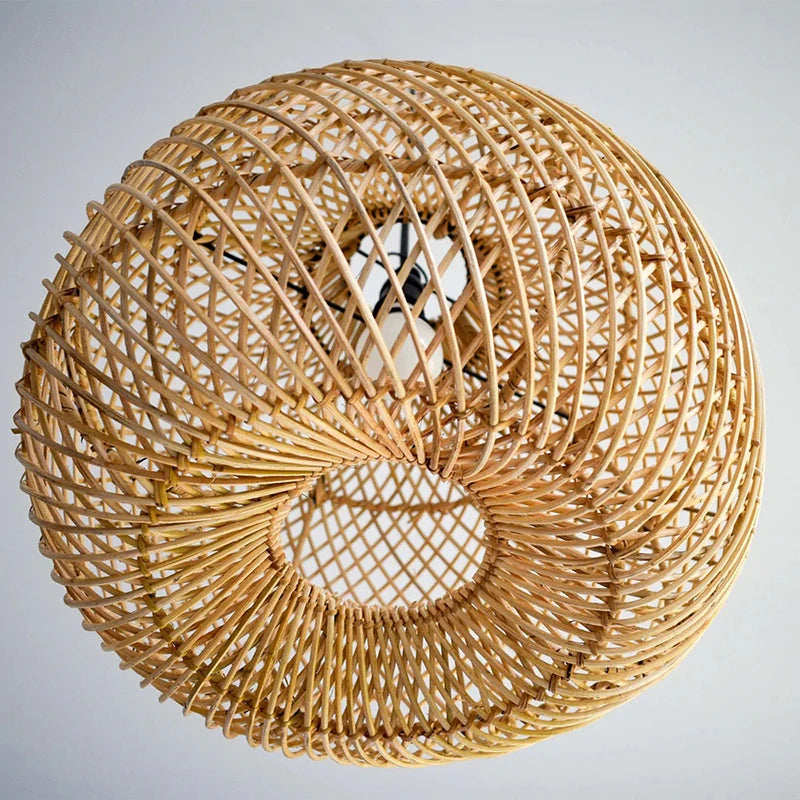 Rattan Pendant Lights Retro Hand-woven Hanging Basket chinese lantern for Dining Room Lights Bedroom Loft kitchen island lights