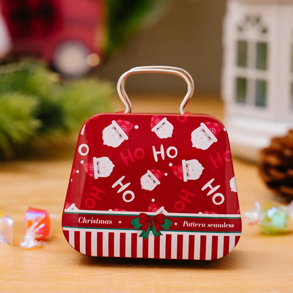 Christmas Decoration 2024 Metal Box Handbag Shape Tin Jar Jewelry Storage Case Kids Gift Can Storage Boxes Xms Party Decors