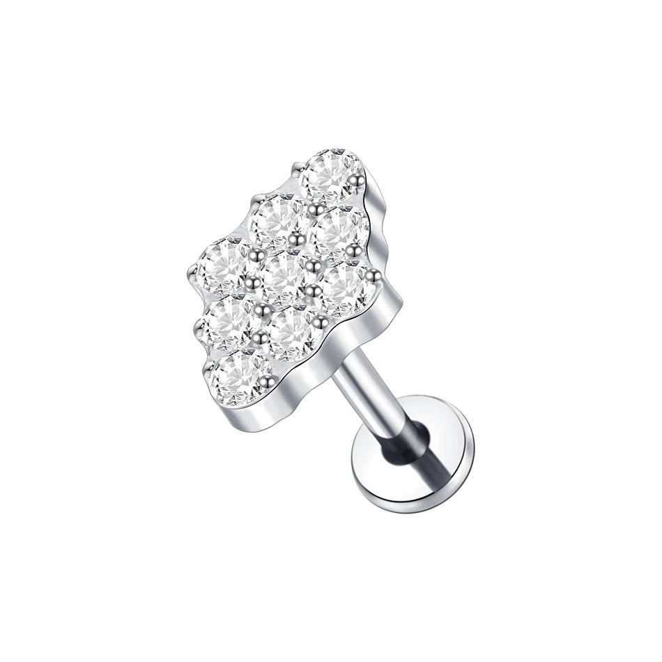 1PC Titanium Zircon Stud Earring Women Exquisite Ear Stud Cartilage Tragus Daith Helix Labret Piercing Body Jewelry