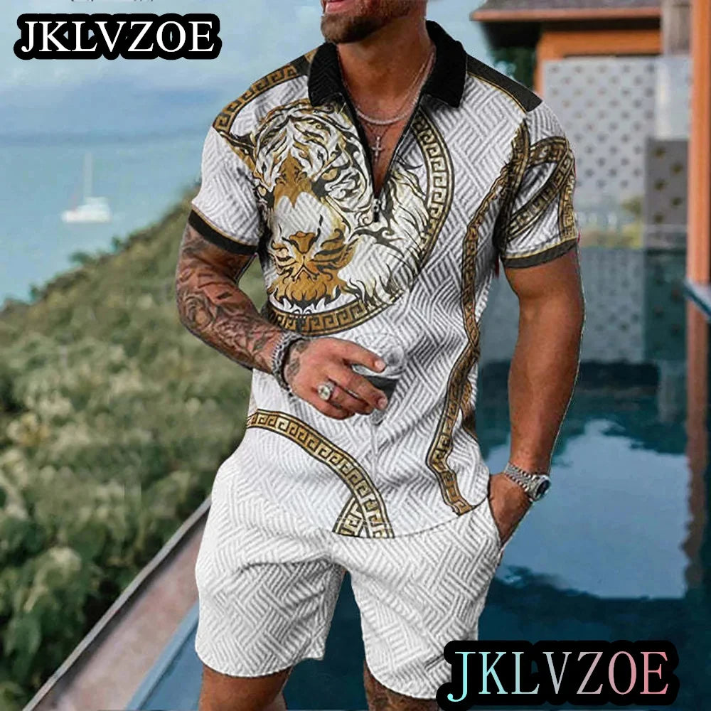 Short Sleeve Zip Polo & Jogging Shorts Set