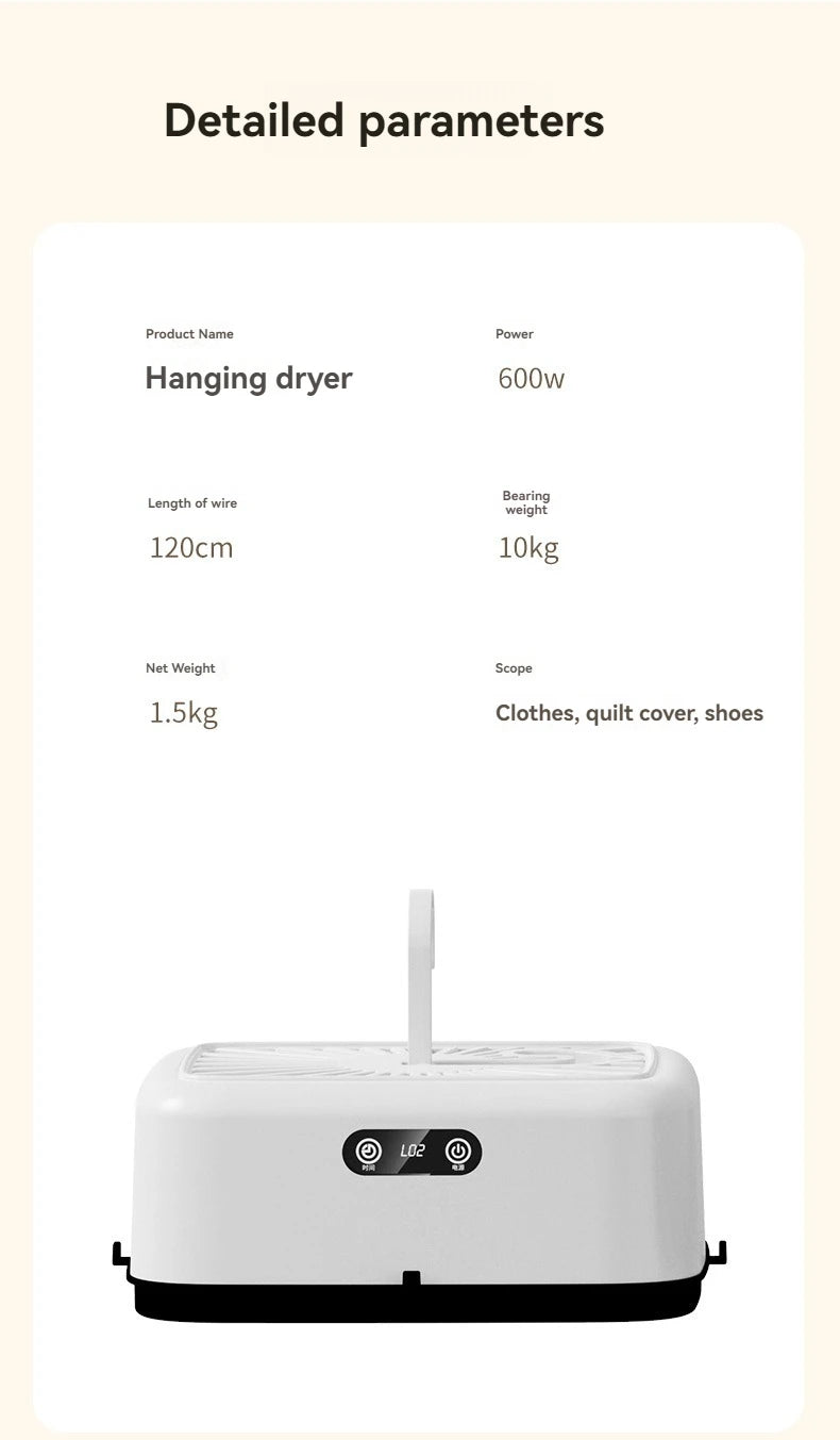 New Mini Portable Dryer Foldable Electric Dryer Intelligent Timed Fast Drying Household Cabinet with Drying Bag Compact Travel