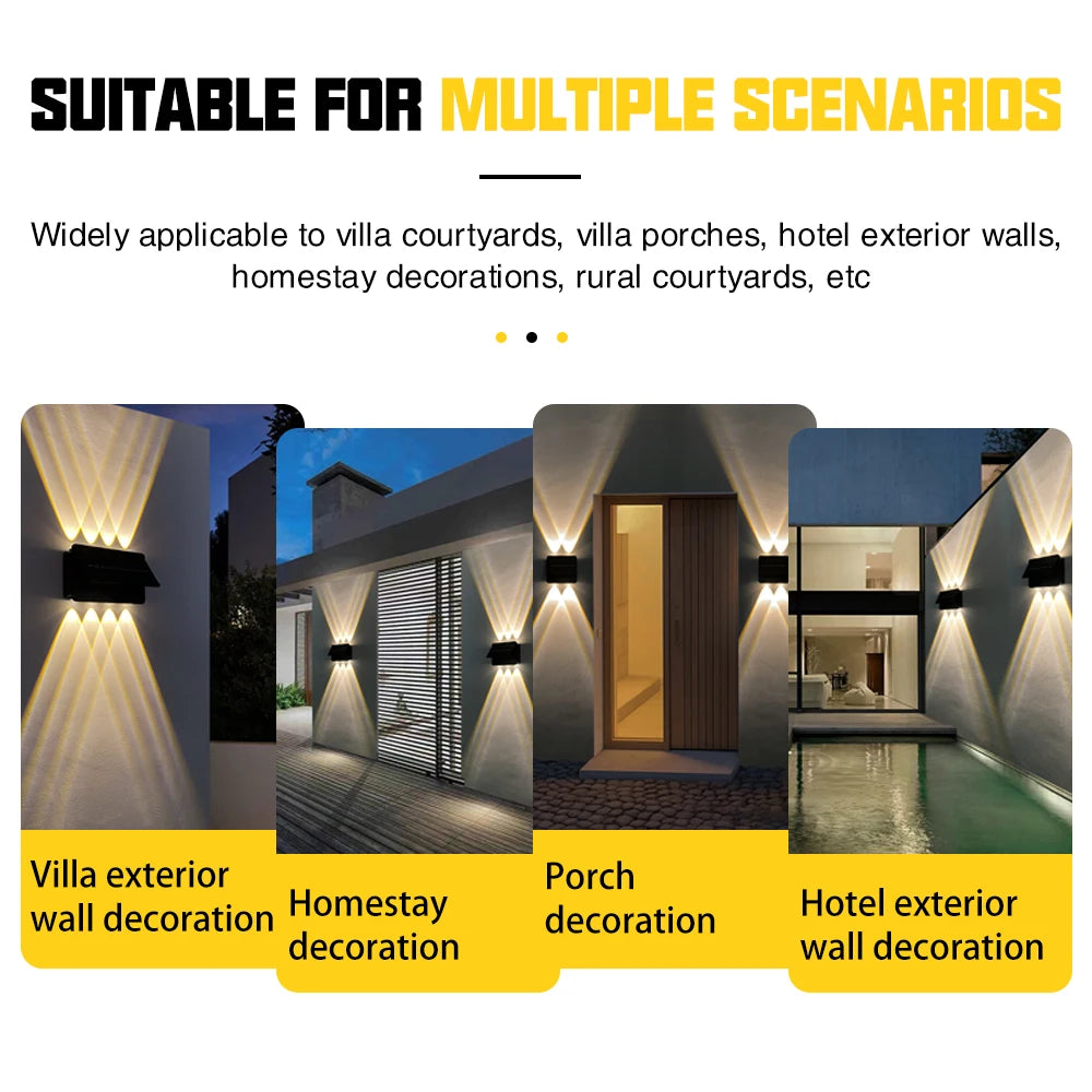 Outdoor Waterproof Wall Light Decorative Wall Lamp LED Solar Wall Lamp Up and Down Illuminate Home Garden Yard Decotration G6