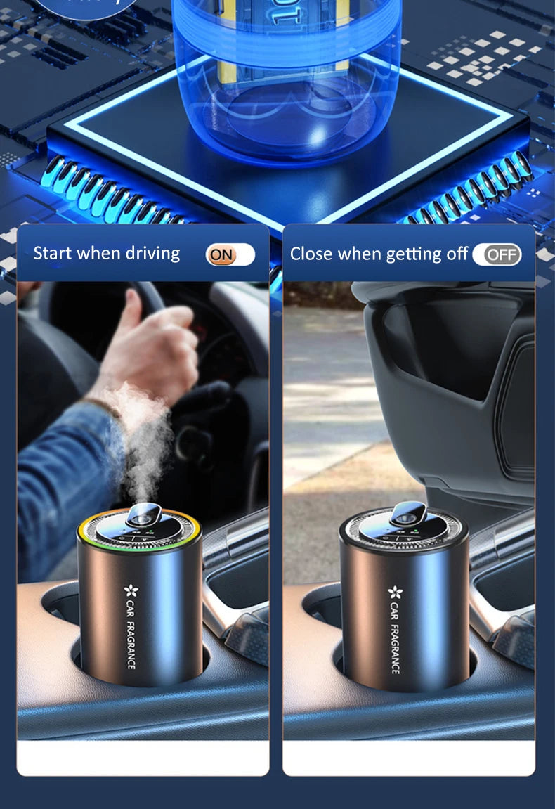 Car Aroma Diffuser with LED Starry Ambient Light 50ml Cologne Perfume Car Air Freshener Flavoring for Cars Fragrance Diffusers