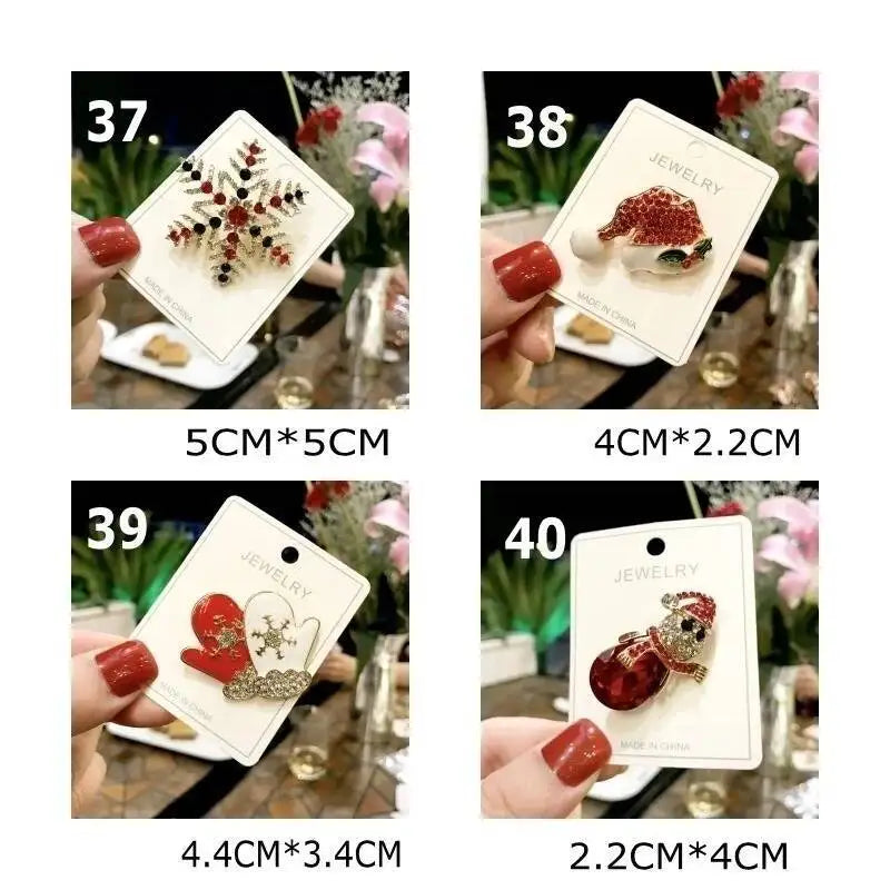 2025 Christmas Gifts Luxury Crystal Brooch Of Santa Series Design Oil Dripping Alloy Badge Accessories