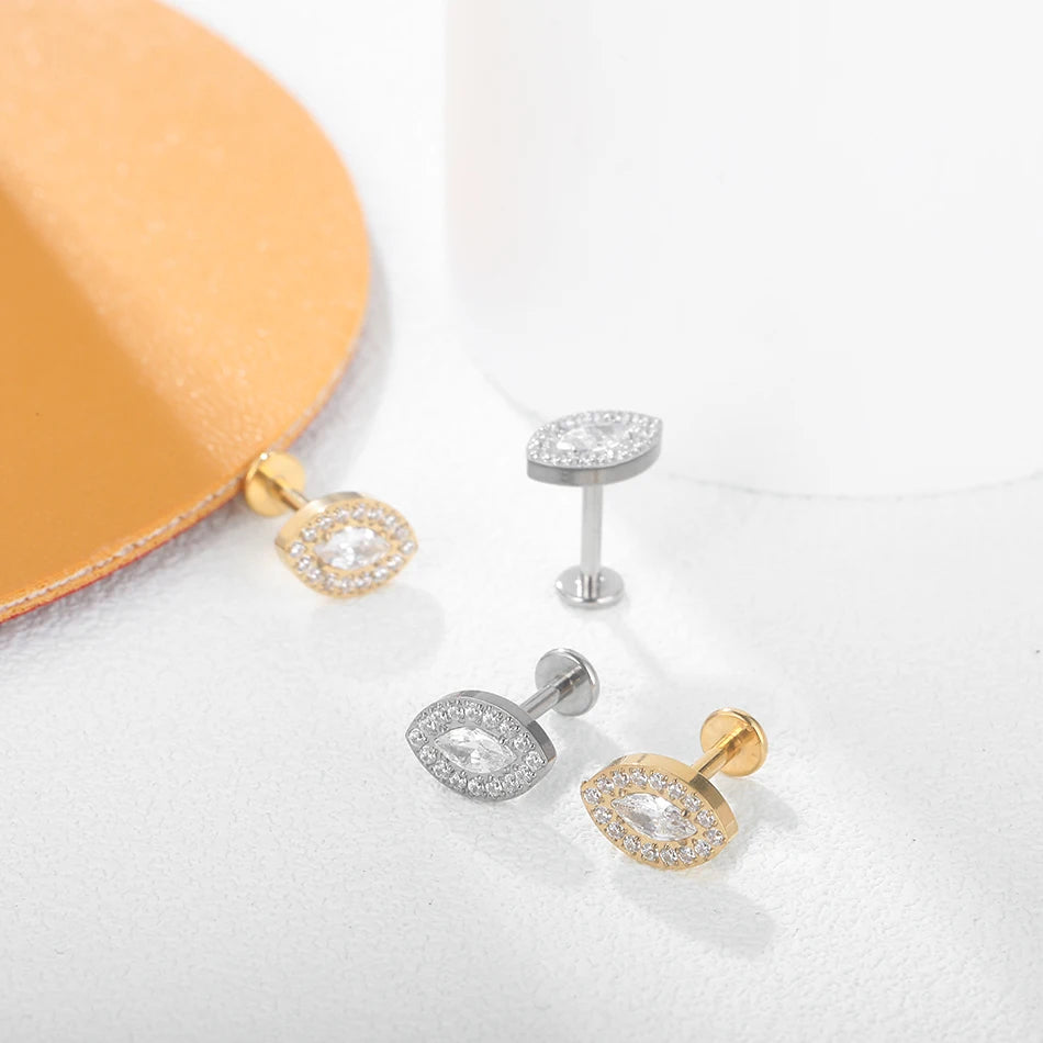 1PC Titanium Zircon Stud Earring Women Exquisite Ear Stud Cartilage Tragus Daith Helix Labret Piercing Body Jewelry