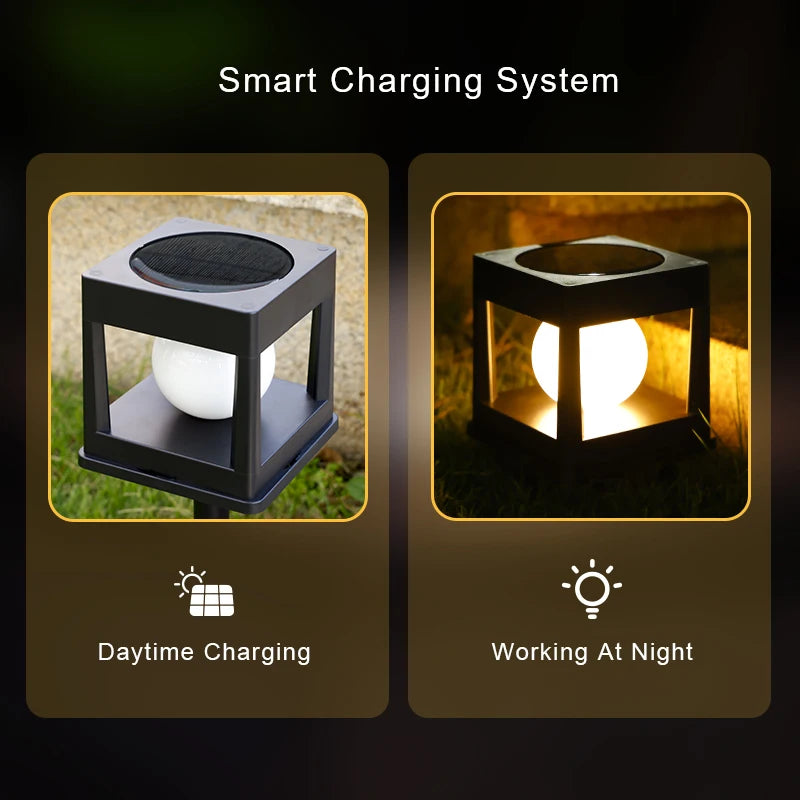 2LED Outdoor Solar Lawn Light, Waterproof Column Head Lights, Capital Lamp, for Courtyards, Lawns, Walkways, Garden, Camping Dec