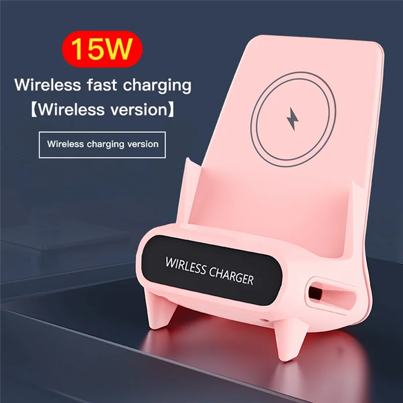 15W Fast Wireless Charger Stand Pad Desktop For PHONE Holder Bracket Charging Station Dock Mount For Mobile White-AB01