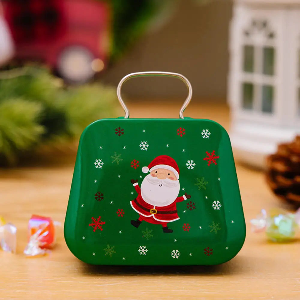 Christmas Decoration 2024 Metal Box Handbag Shape Tin Jar Jewelry Storage Case Kids Gift Can Storage Boxes Xms Party Decors