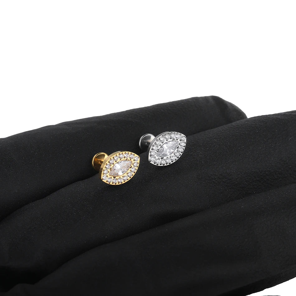 1PC Titanium Zircon Stud Earring Women Exquisite Ear Stud Cartilage Tragus Daith Helix Labret Piercing Body Jewelry