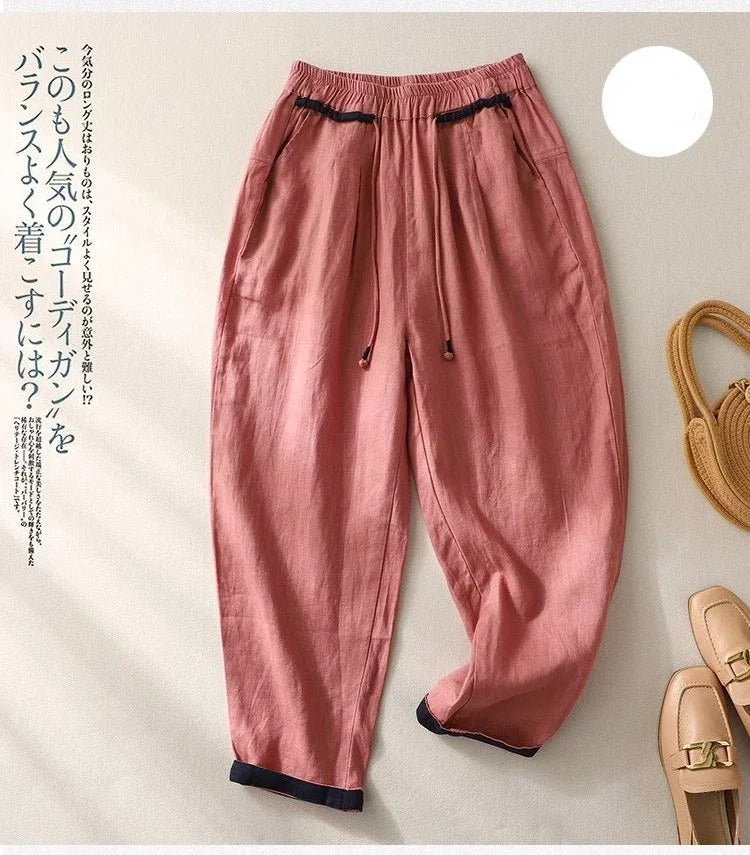 Loose Harem Pants Casual Versatile Fashion Cotton Linen Women&