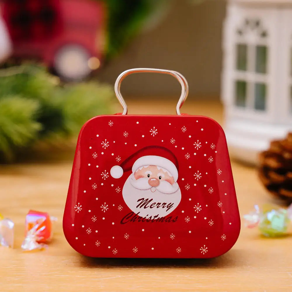 Christmas Decoration 2024 Metal Box Handbag Shape Tin Jar Jewelry Storage Case Kids Gift Can Storage Boxes Xms Party Decors