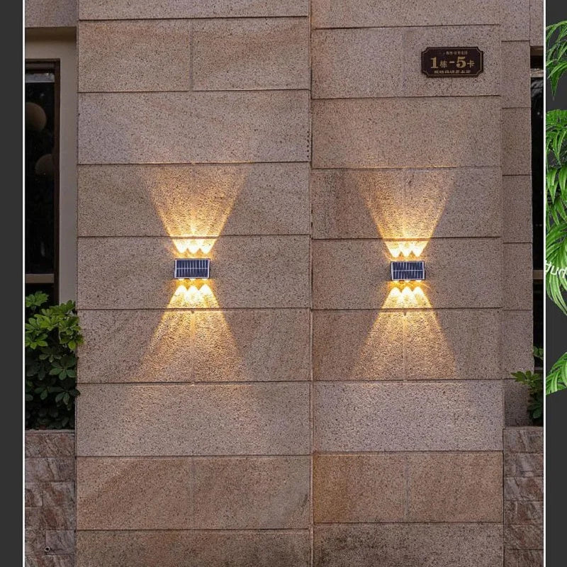 Outdoor Waterproof Wall Light Decorative Wall Lamp LED Solar Wall Lamp Up and Down Illuminate Home Garden Yard Decotration G6
