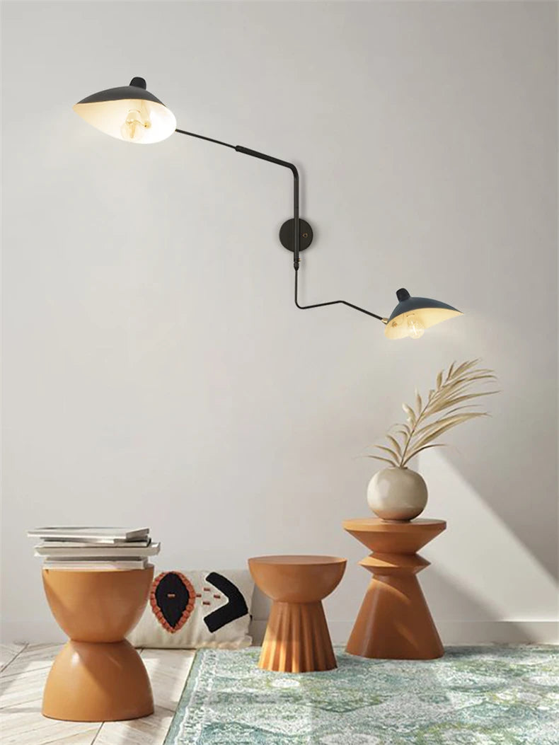 French Design Wall Sconce Lamp Long Arm Led Light with Angle Adjustable for Living Room Bedroom