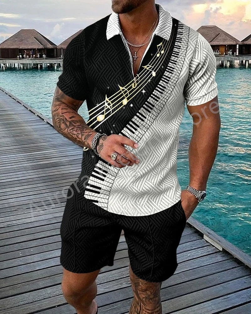 Short Sleeve Zip Polo & Jogging Shorts Set