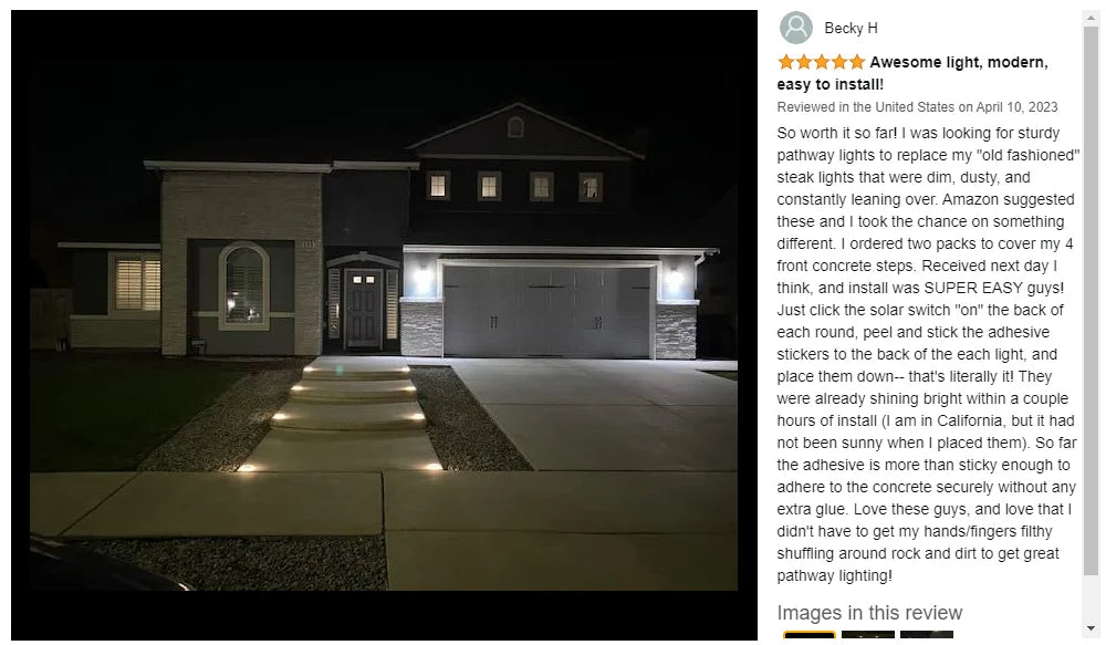 4 Pack Solar Ground Step Lights Waterproof IP68 Auto On/OFF Led Solar Light for Railing Stairs Yard Patio Pathway Driveway Lamp