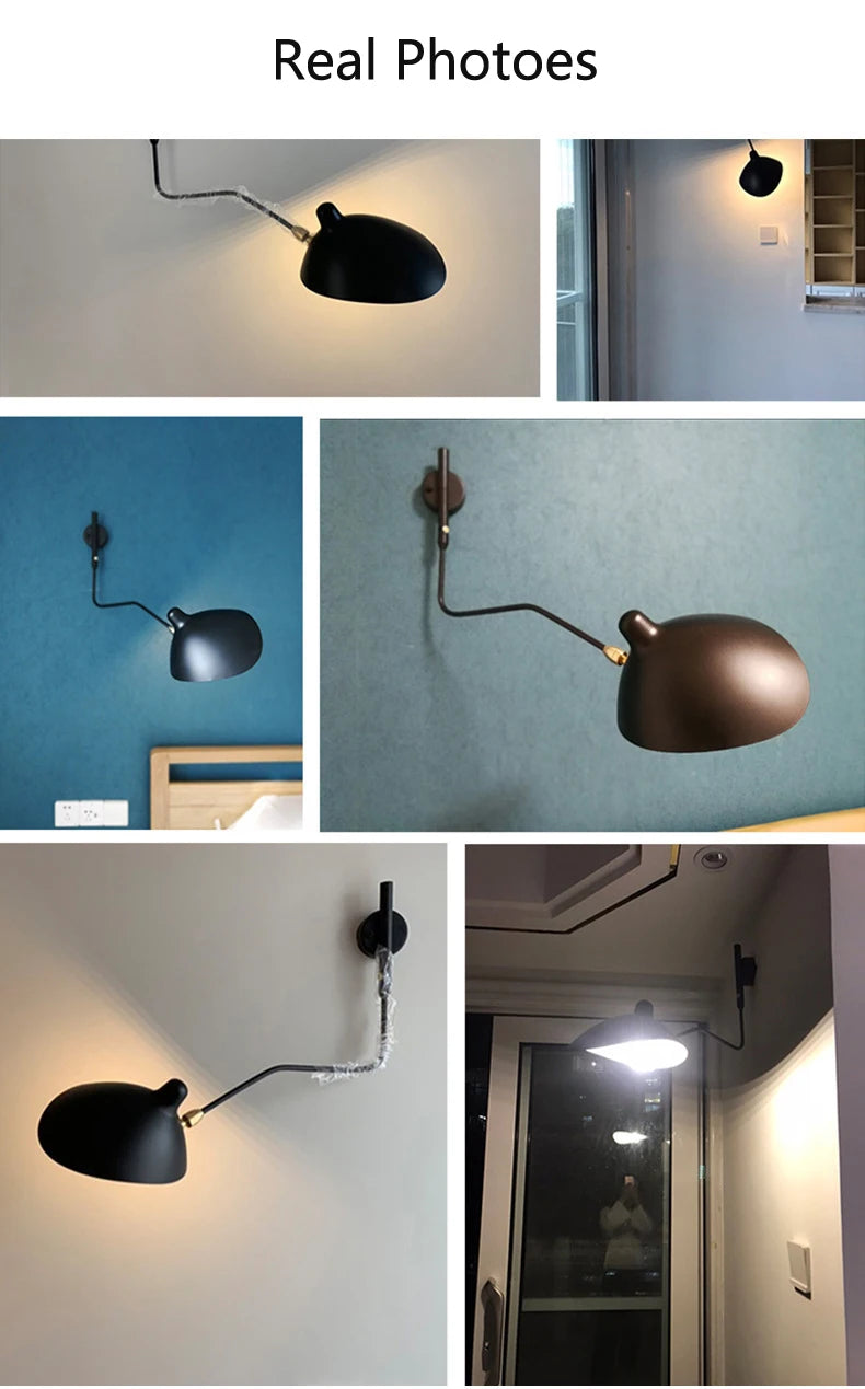 French Design Wall Sconce Lamp Long Arm Led Light with Angle Adjustable for Living Room Bedroom