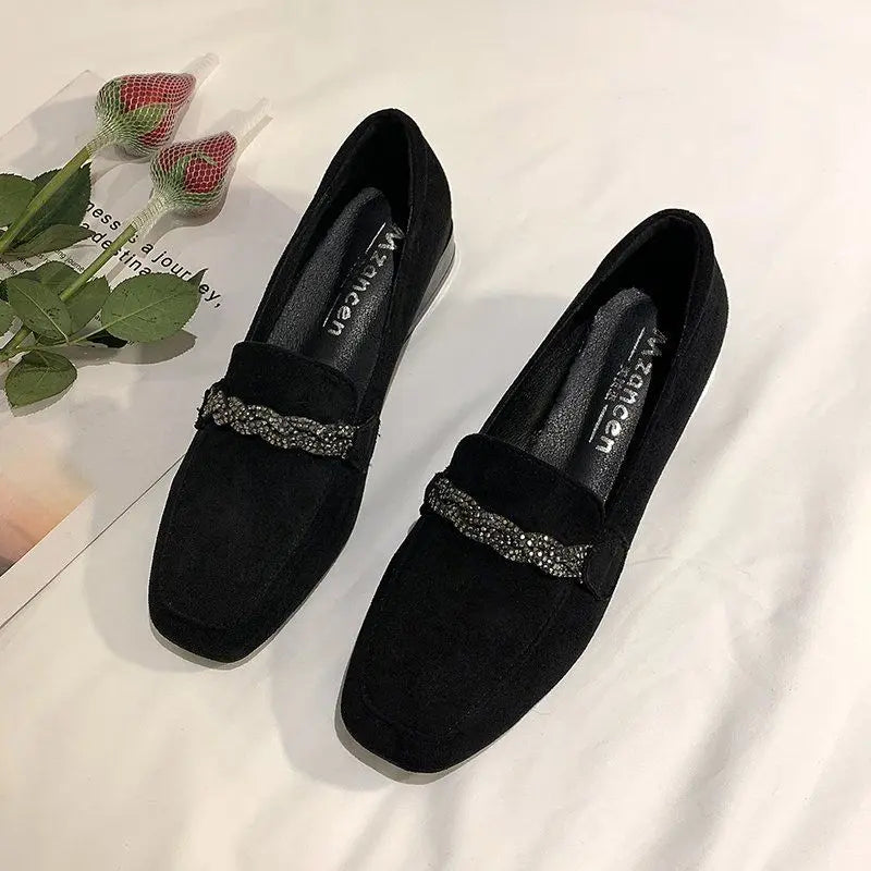 Ladies Shoes Black with Crystals Women Footwear Loafers Diamond Rhinestone Rock Korean Trends 2024 New Daily Routine Light Cheap