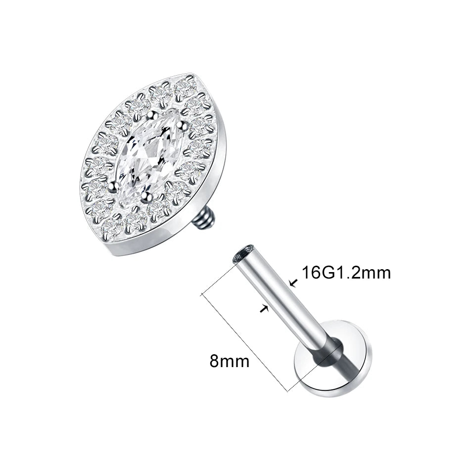 1PC Titanium Zircon Stud Earring Women Exquisite Ear Stud Cartilage Tragus Daith Helix Labret Piercing Body Jewelry