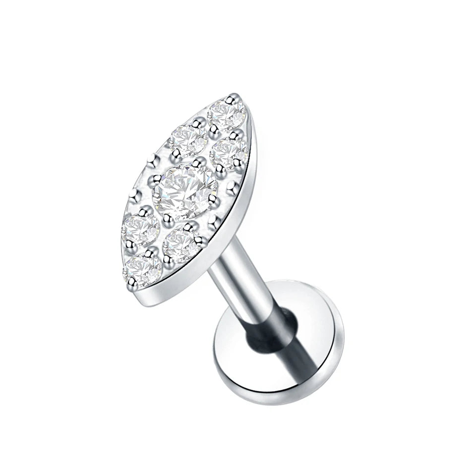 1PC Titanium Zircon Stud Earring Women Exquisite Ear Stud Cartilage Tragus Daith Helix Labret Piercing Body Jewelry