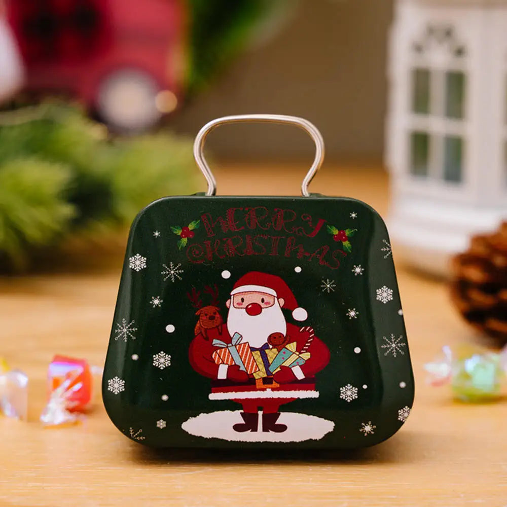 Christmas Decoration 2024 Metal Box Handbag Shape Tin Jar Jewelry Storage Case Kids Gift Can Storage Boxes Xms Party Decors