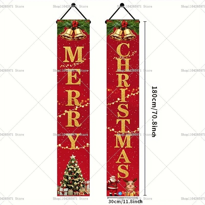 Christmas Door Decoration 2025 Merry Christmas Banner Decor for Home Hanging Xmas Ornament Navidad Happy New Year Gift 2026