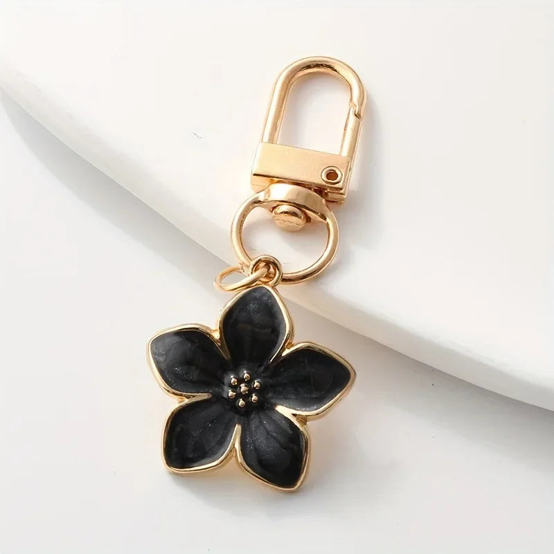 Lovely Enamel Sakura Keychain Mini Flower Keyring Handbag Pendants Car Key chain Jewelry Accessories Earphone Case DIY Ornament