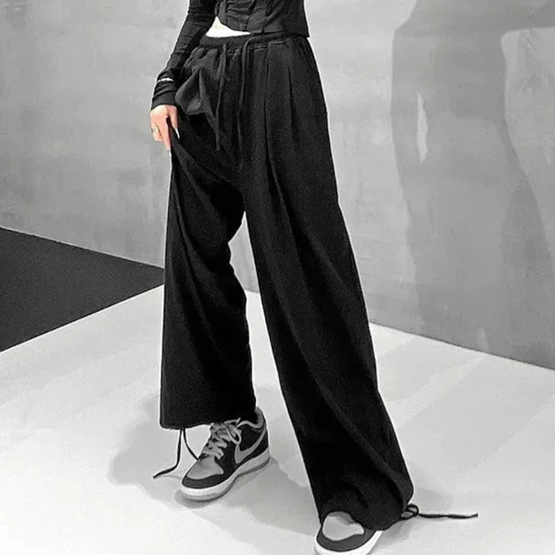 FOTVOTEE Casual Drawstring Sweatpants Women Fashion Loose High-waisted Slimming Harem Pants 2025 New All Match Simple Joggers