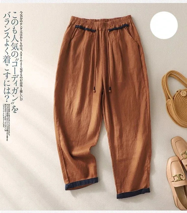 Loose Harem Pants Casual Versatile Fashion Cotton Linen Women&