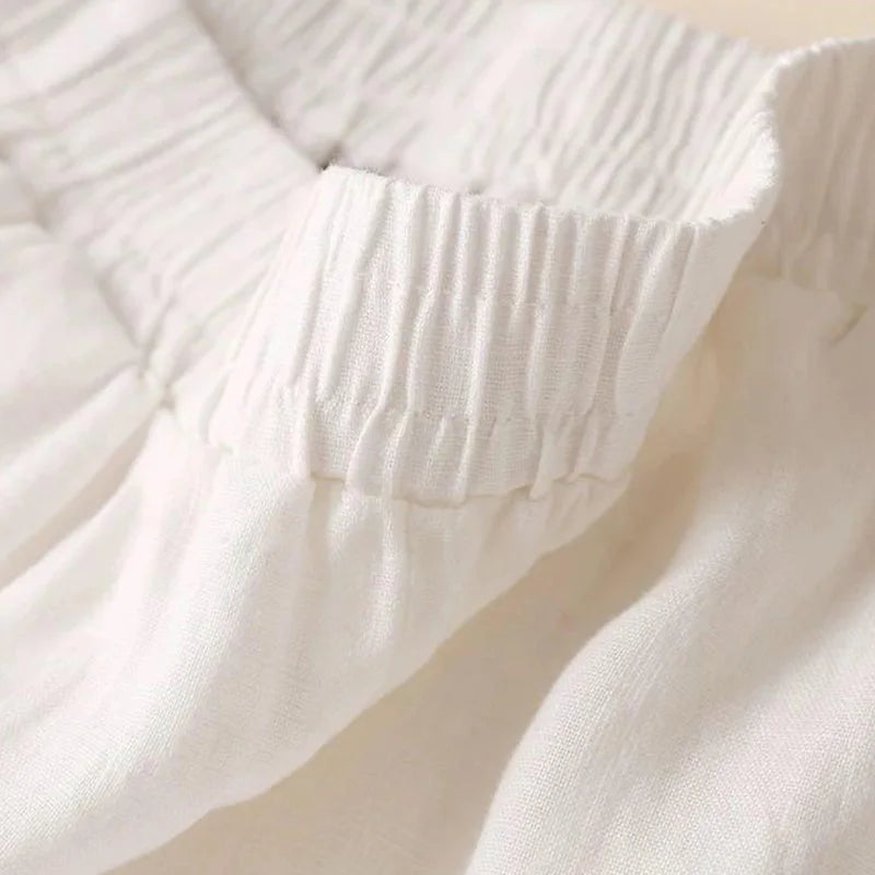 Fashion Full Length Casual Pants for Women Cotton Linen Wide Leg Pants Solid Summer Pants Female Loose High Waist Straight Trous