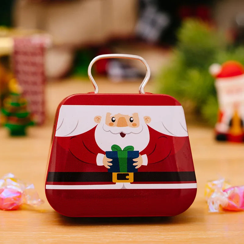 Christmas Decoration 2024 Metal Box Handbag Shape Tin Jar Jewelry Storage Case Kids Gift Can Storage Boxes Xms Party Decors