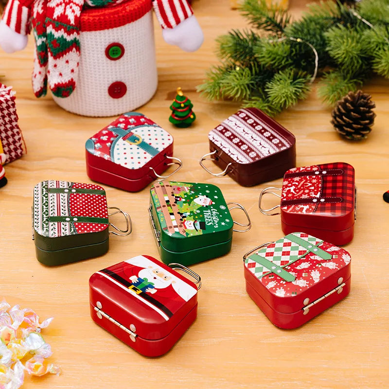 Christmas Decoration 2024 Metal Box Handbag Shape Tin Jar Jewelry Storage Case Kids Gift Can Storage Boxes Xms Party Decors