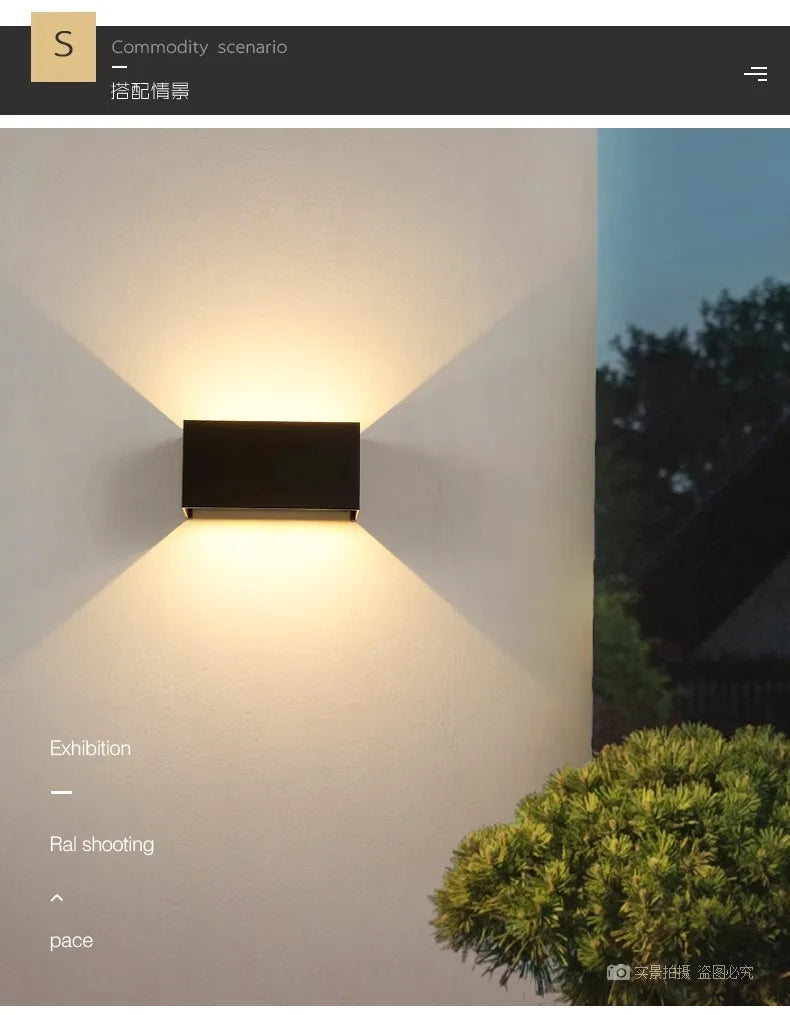 Aluminum LED Wall Lamp Outdoor Waterproof IP65 Interior Wall Light 12W24W Porch Garden Lights Living Room Street Stairs Lighting