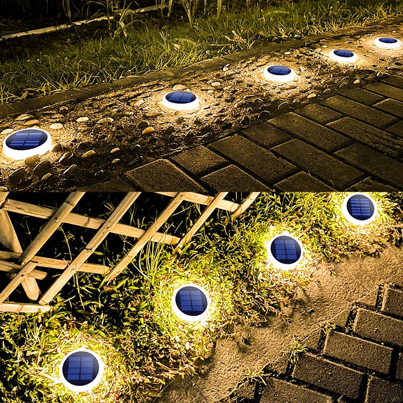 4 Pack Solar Ground Step Lights Waterproof IP68 Auto On/OFF Led Solar Light for Railing Stairs Yard Patio Pathway Driveway Lamp