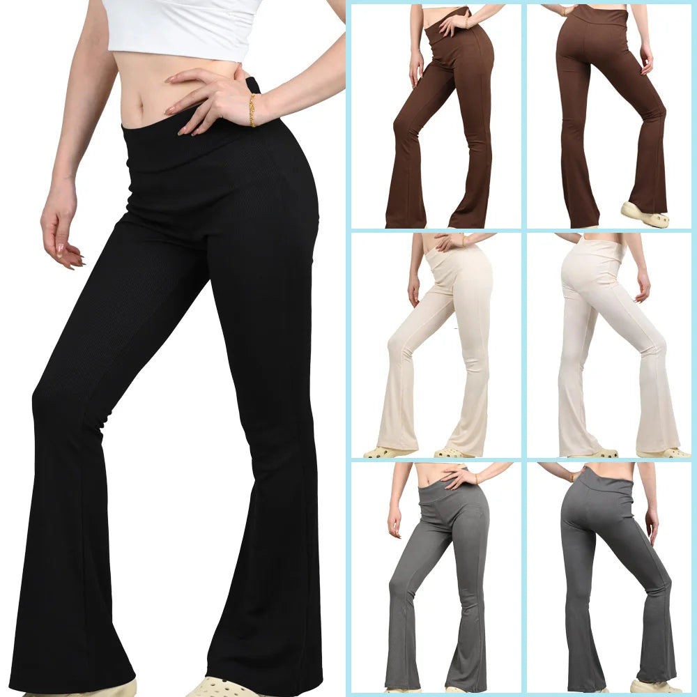 New Women Flared Pants Office Lady Casual Slim Fit Bell Bottoms Trousers Female Skinny Wide Leg Pant Fashion Leggings Plus Size