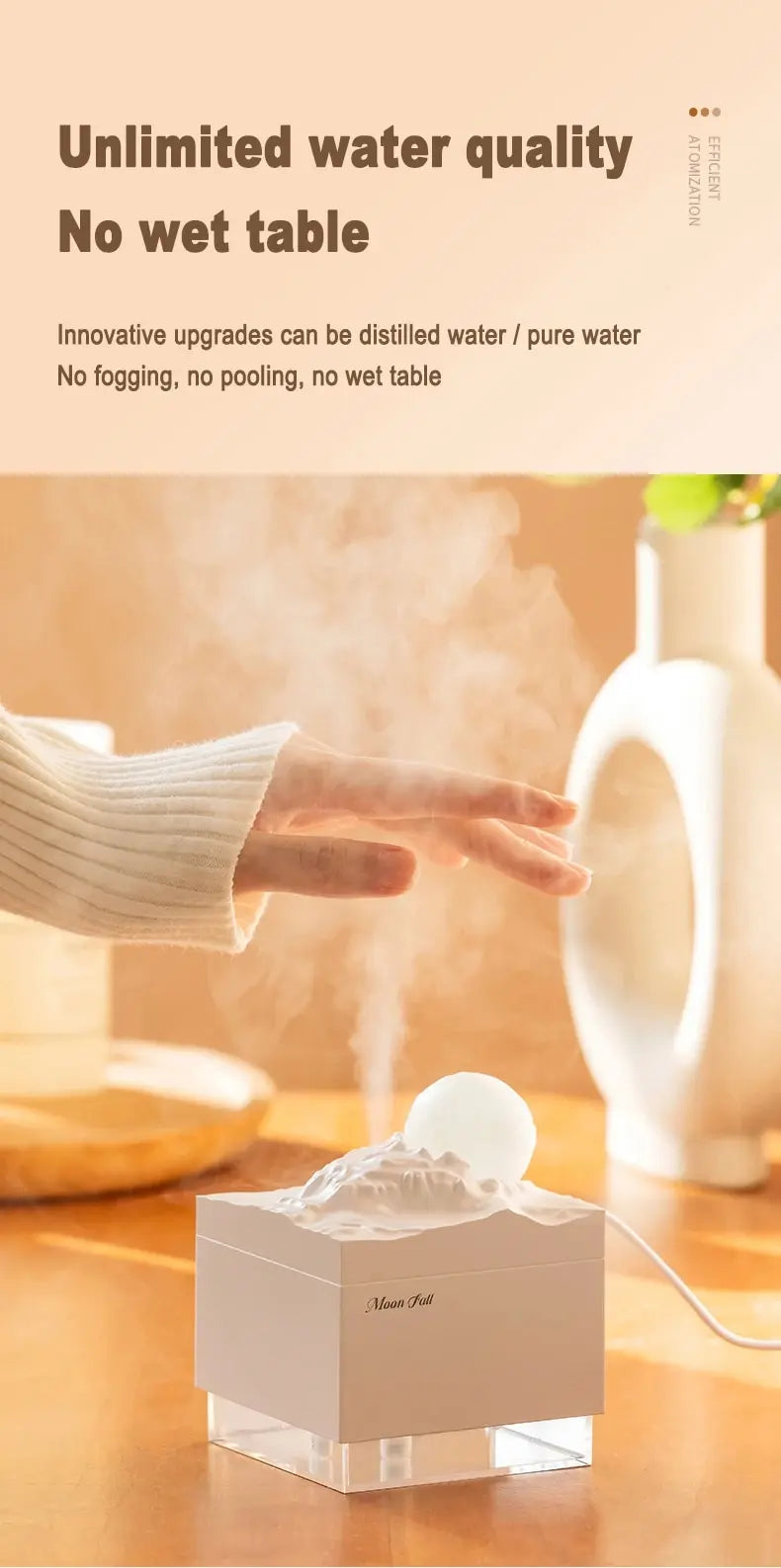 Scent Diffuser Cool Mist Humidifiers LED Essential Oil Moon Lamp Air Humidifier Aroma Diffuser Night Light for Home Office