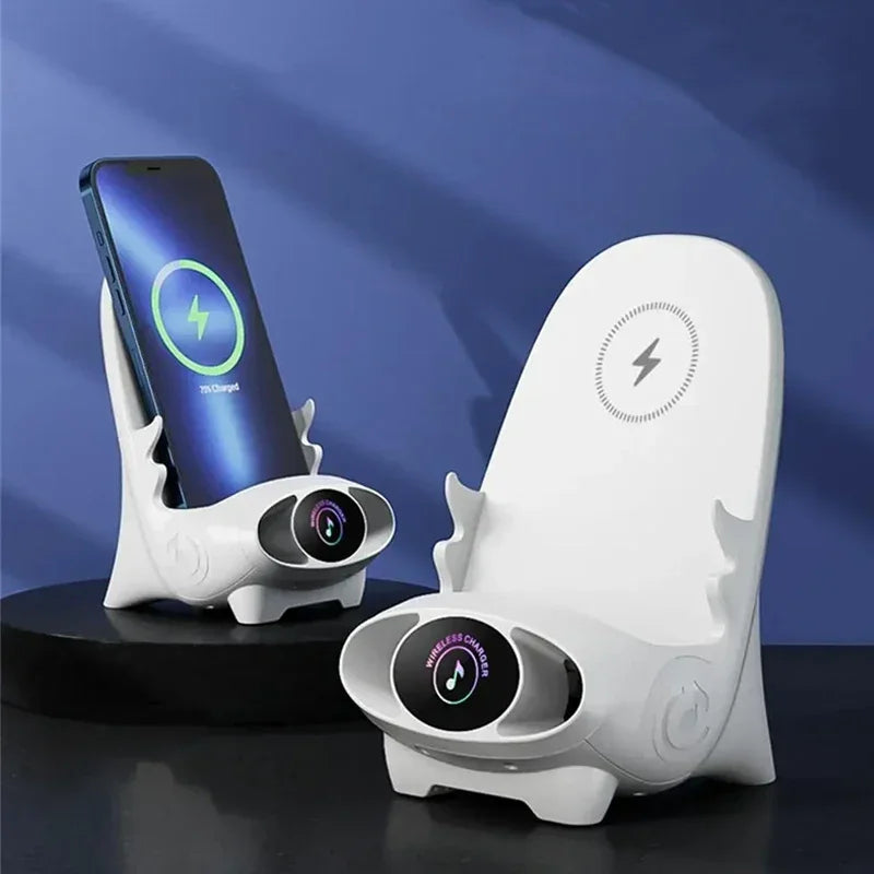 Desktop Vertical Holder Magnetic Wireless Charger Mobile Phone Stand Unique Mini Chair Shape Tablet Phone Fast Charging Station