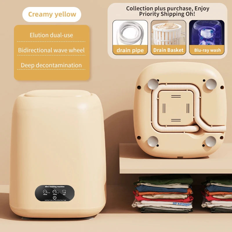 9L Portable Washing Machine Large Capacity Clothes Spin Dryer Bucket Travel Underwear Socks Ultrasonic Mini Washer