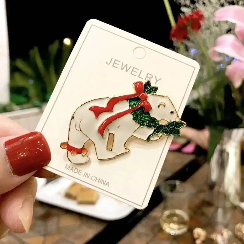 2025 Christmas Gifts Luxury Crystal Brooch Of Santa Series Design Oil Dripping Alloy Badge Accessories