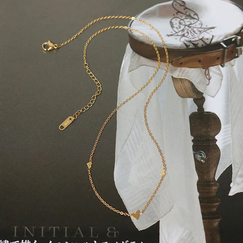 Minimalist Cute Tiny Heart Stars Stacked Choker Necklace Stainless Steel Gold Plated Chain Ladies Women Fashion Delicate Gift