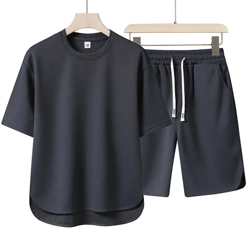 Short Sleeve High-Neck Top & Shorts