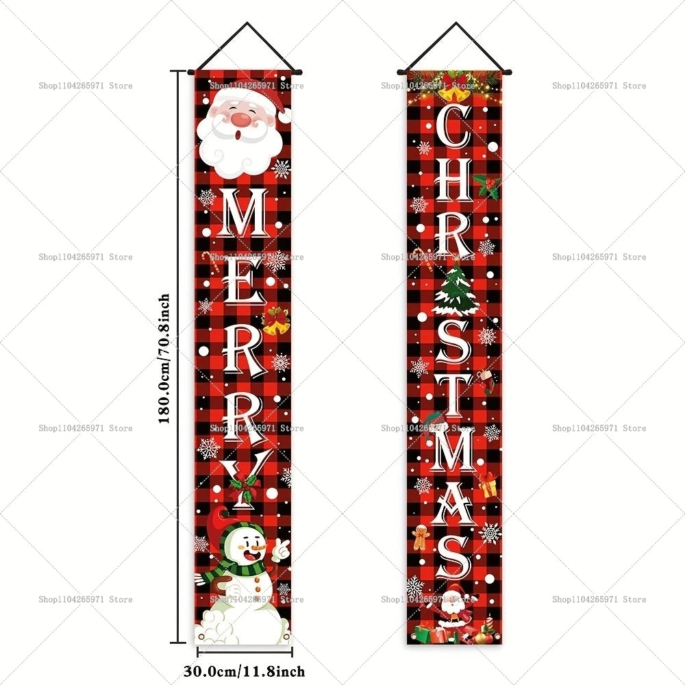 Christmas Door Decoration 2025 Merry Christmas Banner Decor for Home Hanging Xmas Ornament Navidad Happy New Year Gift 2026