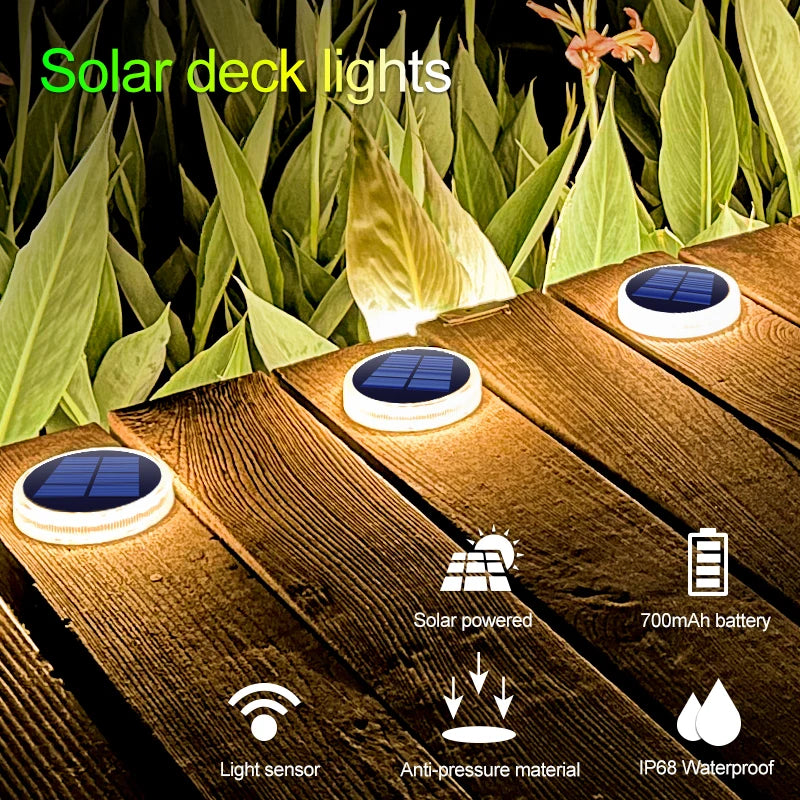 4 Pack Solar Ground Step Lights Waterproof IP68 Auto On/OFF Led Solar Light for Railing Stairs Yard Patio Pathway Driveway Lamp