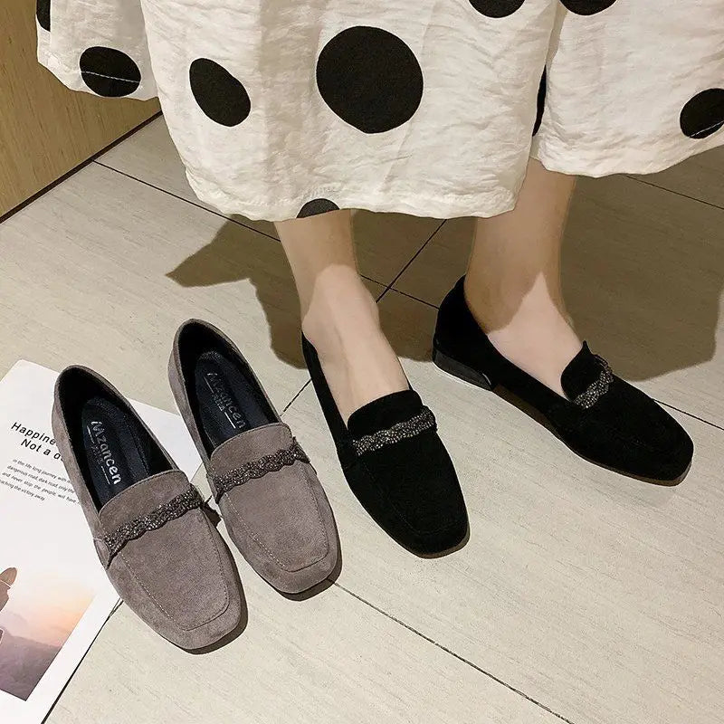 Ladies Shoes Black with Crystals Women Footwear Loafers Diamond Rhinestone Rock Korean Trends 2024 New Daily Routine Light Cheap